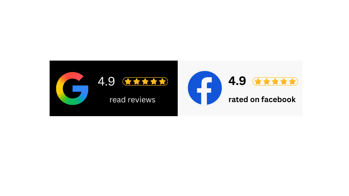 Combined Google and Facebook 4.9-star review badges
